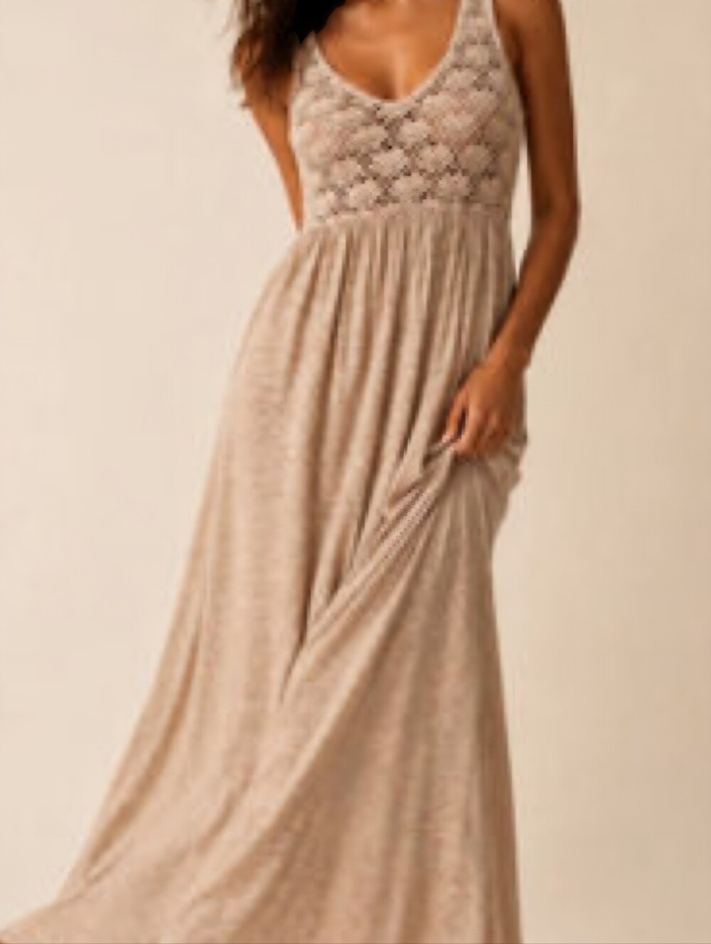 Aerie Crochet Bodice Maxi Dress NWOT Size Small Boho Pockets